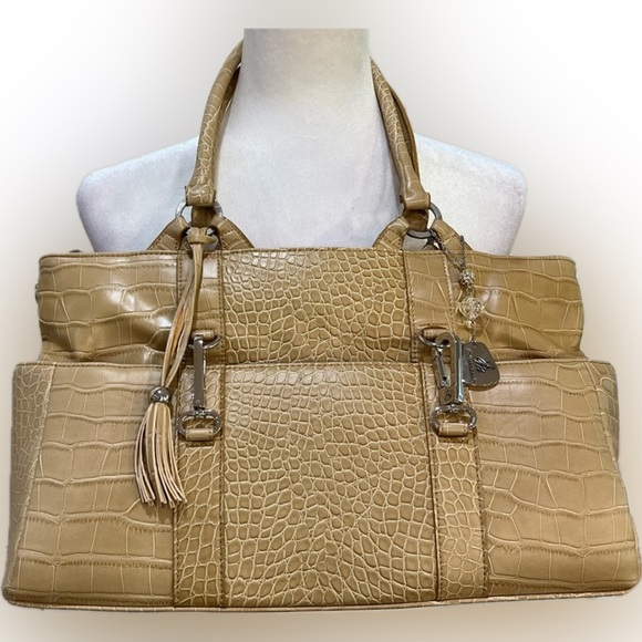 Rare Joy Mangano Faux Alligator Expandable Tote Set w/ Wallet & Keychain - Picture 1 of 15